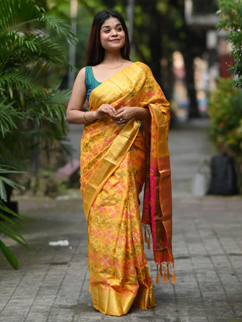 Vasthrlay Yellow Kanjivaram Saree