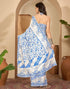 Vasthrlay Womens Printed Unstitched White Saree