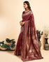 Vasthrlay Kanjivaram Banarasi Wedding Maroon Saree With Unstitched Blouse Piece