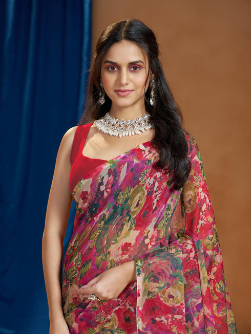 Vasthrlay Chiffon Floral Saree