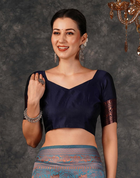 Vasthrlay Banarasi Kanjeevaram Unstitched Beige Saree