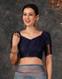 Vasthrlay Banarasi Kanjeevaram Blue Saree With Unstitched Blouse Piece
