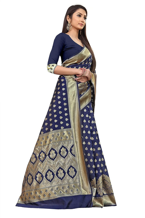 VasthrlayMaroon Woven Kanjivaram Blend Saree