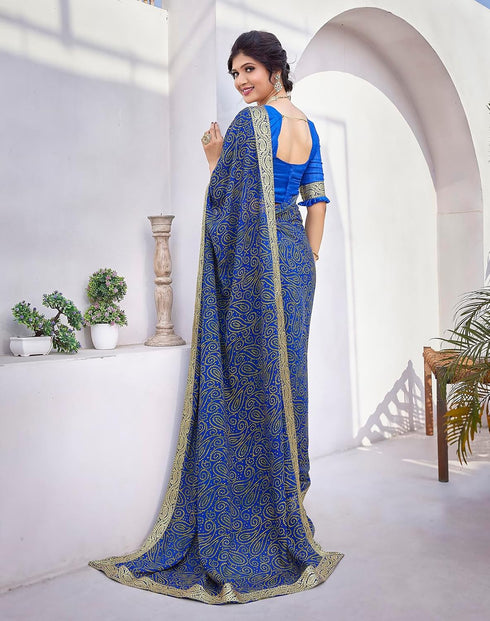 Vasthrlay Georgette Printed Jacquard Material Ethnic Wear