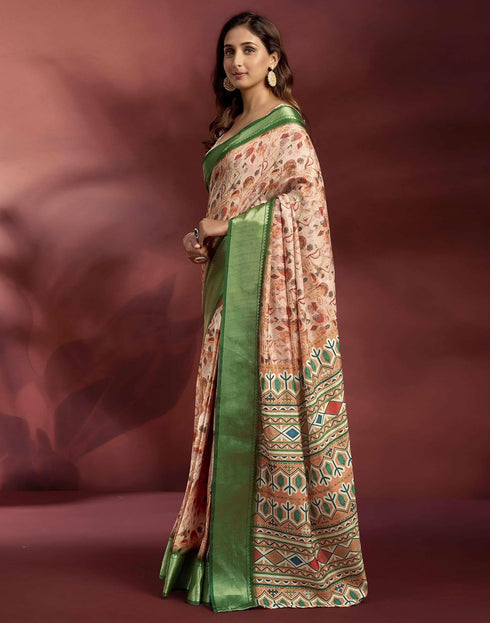 Vasthrlay Womens Printed Unstitched Navy Blue Saree