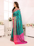 Vasthrlay Bottle Green Kanjivaram Unstitched Saree