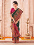 Vasthrlay Womens Weaving Dark Green Saree With Red Unstitched Blouse Piece