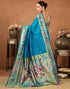 Vasthrlay Womens Paithani Unstitched Dark Green Saree