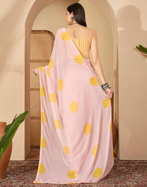 Vasthrlay Georgette Printed Unstitched Pink Saree