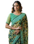 Vasthrlay Chiffon Blouse Green | Black | Multi Saree With Unstitched Blouse Piece