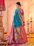 Vasthrlay Paithani Jacquard White | Gold Saree With Unstitched Blouse Piece
