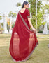 Vasthrlay Georgette Scalloped Unstitched Red Saree