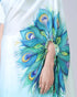 Vasthrlay Printed Kaftan Freehand Light Blue Soft Satin Saree
