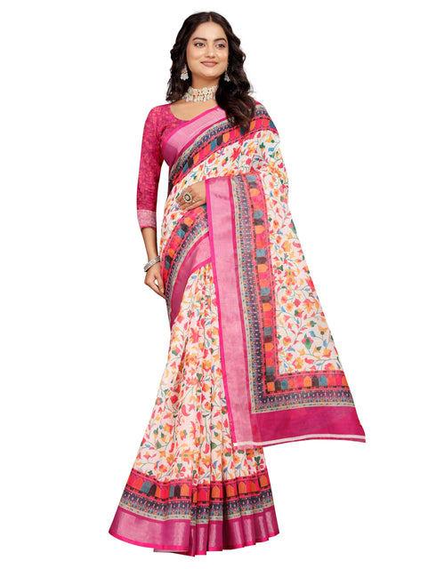 Vasthrlay Women's Cotton Kalamkari Wedding Saree With Blouse Piece