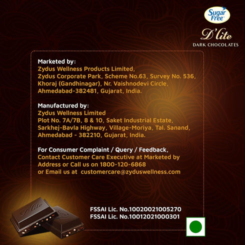Sugar Free D'lite Dark Chocolate 80g