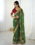 Vasthrlay Georgette Embroidery Unstitched Red Saree