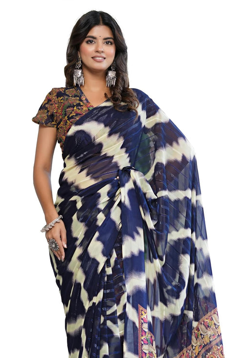 Vasthrlay Fashion Georgette Geometric Printed Ethnic Wear