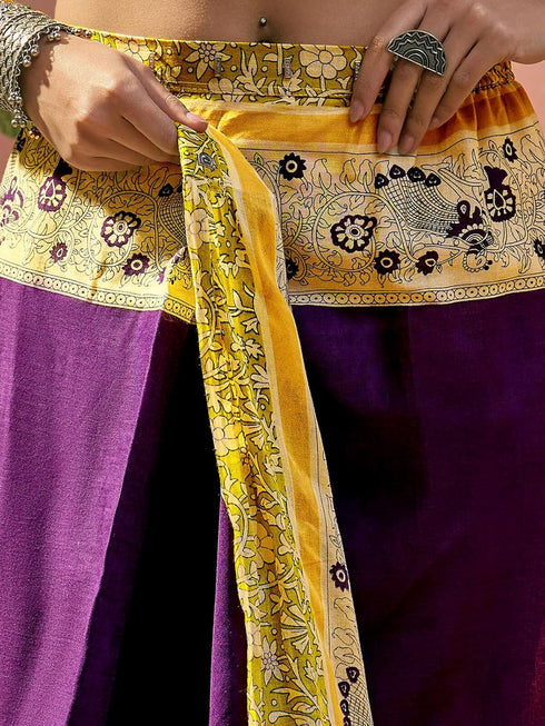 Vasthrlay Printed Yellow Saree