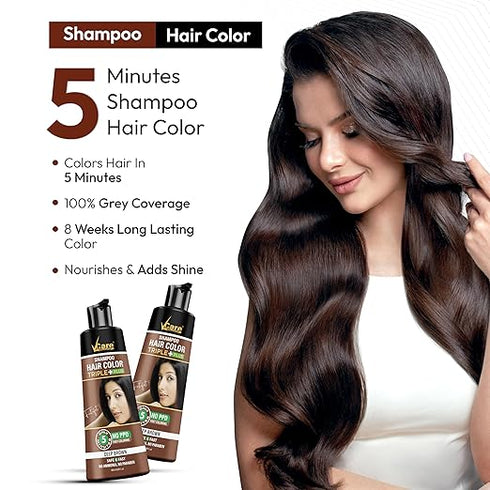 Vcare hair color shampoo deep brown 180ml