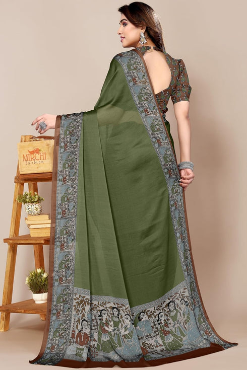 Vasthrlay Fashion Chiffon Georgette Teal Ethnic Wear