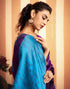 Vasthrlay Banarasi Jacquard Unstitched Teal Saree