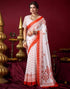 Vasthrlay Womens Printed Unstitched White Saree