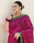 Vasthrlay Chiffon Bandhani Unstitched Pink Saree