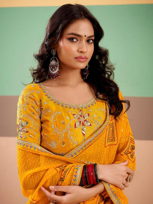 Vasthrlay Georgette Embroidery Red Saree