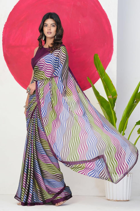 Vasthrlay Fashion Chiffon Georgette Teal Ethnic Wear