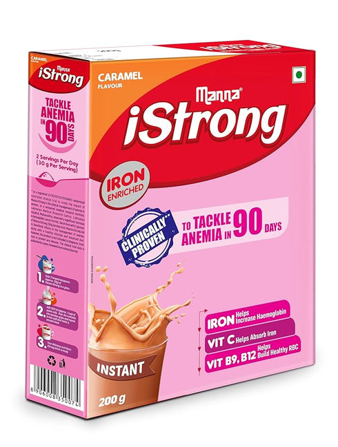 Manna iStrong, Clinically proven to fight Anemia, Iron Supplement for Women Caramel