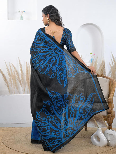 Vasthrlay Printed Tassels Unstitched Khaki Saree