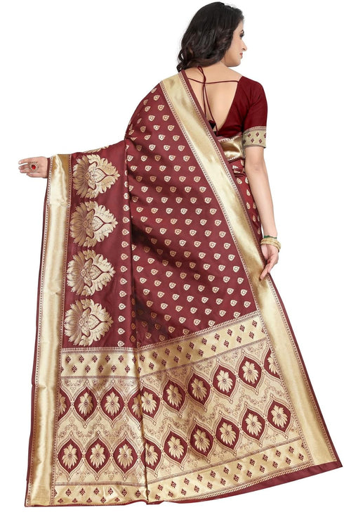 Vasthrlay Women's Maroon Kanchipuram Saree