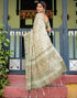 Vasthrlay Womens Printed Unstitched Light Green Saree