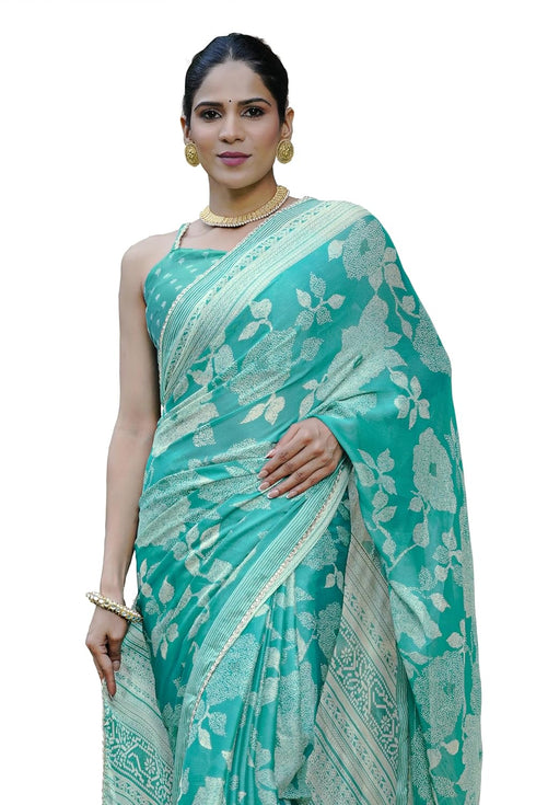 Vasthrlay Fashion Chiffon Georgette Green Ethnic Wear