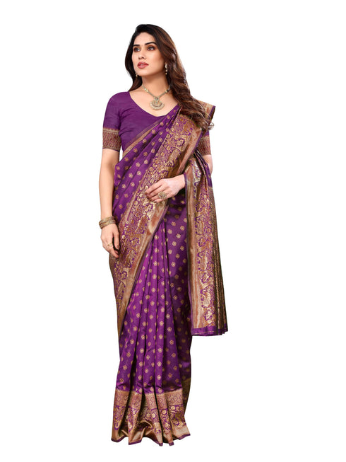 Vasthrlay Pink Kanjivaram Unstitched Saree