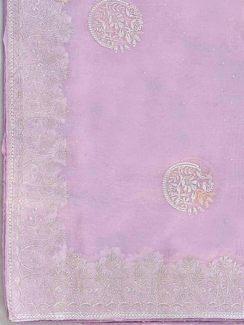 Vasthrlay Shimmer Embroidery Sky Saree