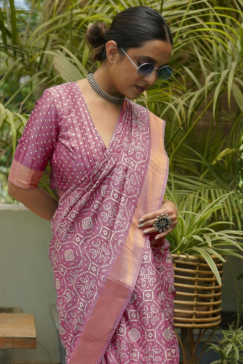 Vasthrlay Fashion Handloom Printed Dusty Ethnic Wear