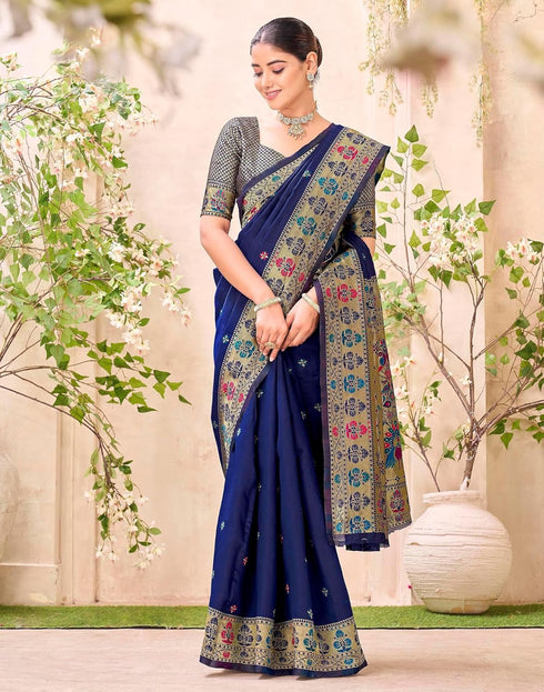 Vasthrlay Weaving Paithani Unstitched Pink Saree