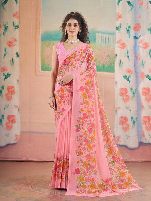 Vasthrlay Georgette Printed Unstitched Saree