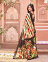 Vasthrlay Womens Abstract Beige Saree With Brown Unstitched Blouse Piece