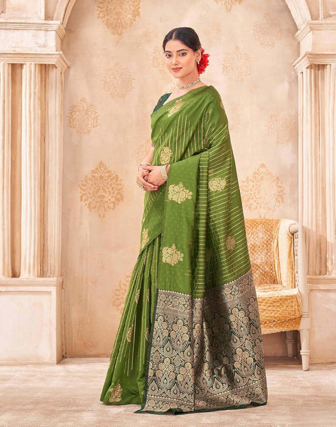 Vasthrlay Kanjivaram Jacquard Unstitched Mustard Saree