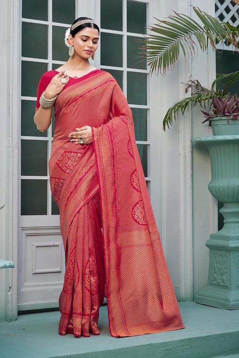 Vasthrlay Banarasi Premium Pink Ethnic Wear