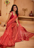 Vasthrlay Orange Jacquard Unstitched Saree