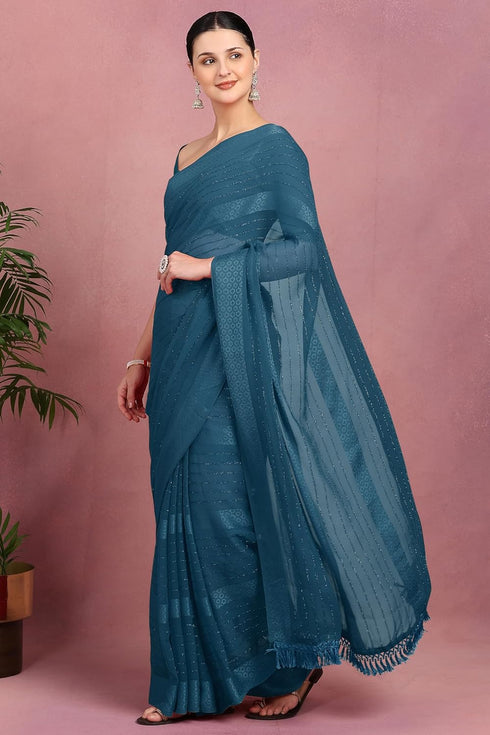 Vasthrlay Fashion Georgette Green Ethnic Wear