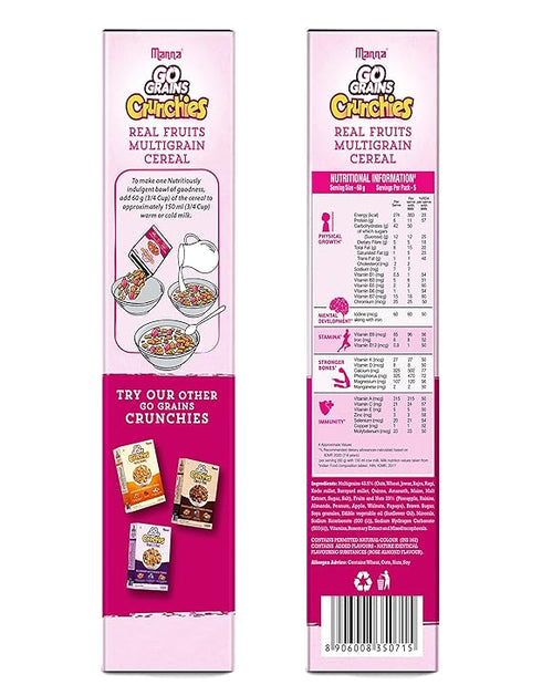 Manna Go Grains Crunchies, Rose Almond. Multigrain Breakfast Cereal for Kids
