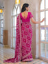 Vasthrlay Georgette Embroidery Dark Rani Pink Saree With Unstitched Blouse Piece