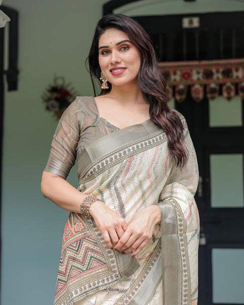 Vasthrlay Floral Printed Tassels Saree
