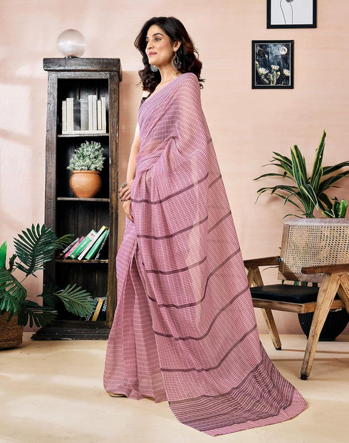 Vasthrlay Chanderi Printed Unstitched Orange Saree