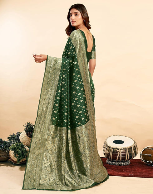Vasthrlay Kanjivaram Banarasi Wedding Light Green Saree