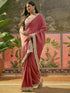 Vasthrlay Shimmer Scalloped Maroon Saree